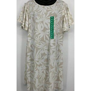 Ecothreads Women Dress Size XL Extra Large Tunic Shirt Beige Floral Tropical New